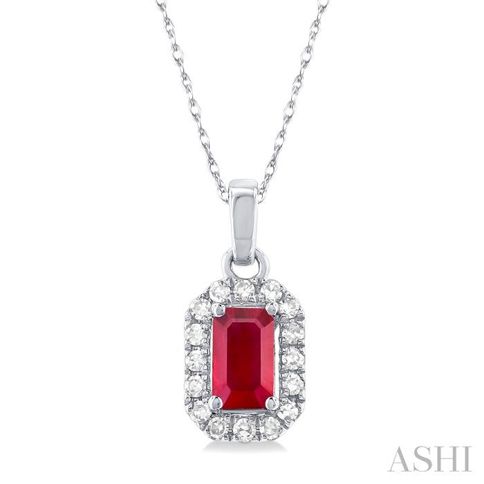 GEMSTONE & HALO DIAMOND PENDANT
