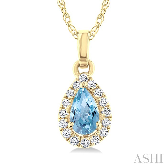Pear Shape Gemstone & Halo Diamond Pendant