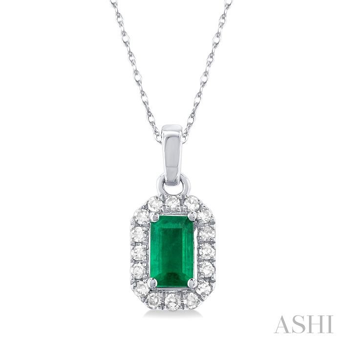 GEMSTONE & HALO DIAMOND PENDANT