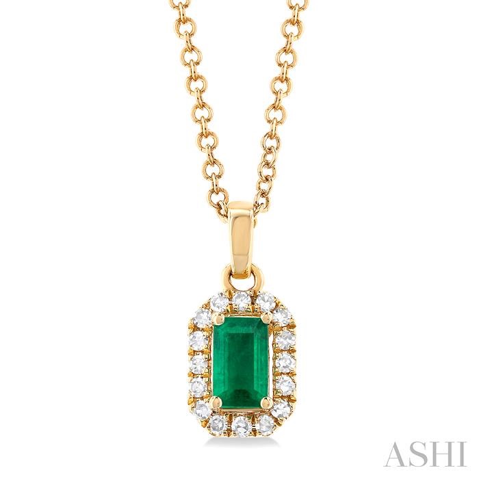 GEMSTONE & HALO DIAMOND PENDANT