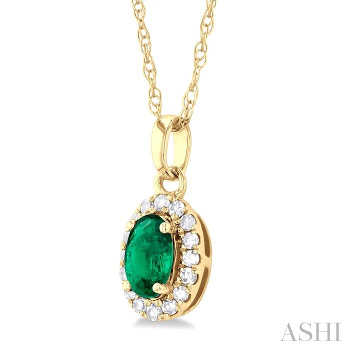 Oval Shape Gemstone & Halo Diamond Pendant-2