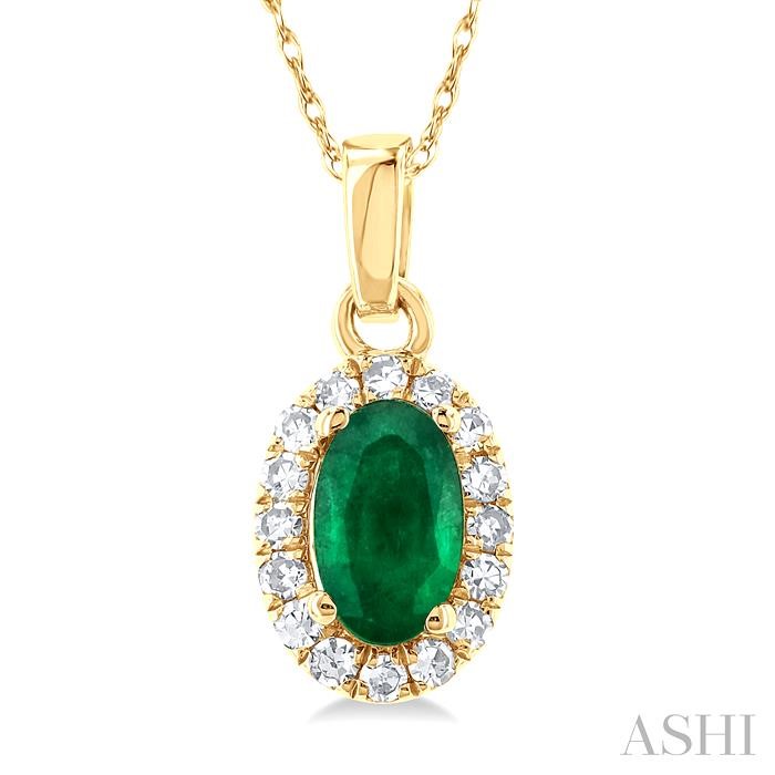 Oval Shape Gemstone & Halo Diamond Pendant-3