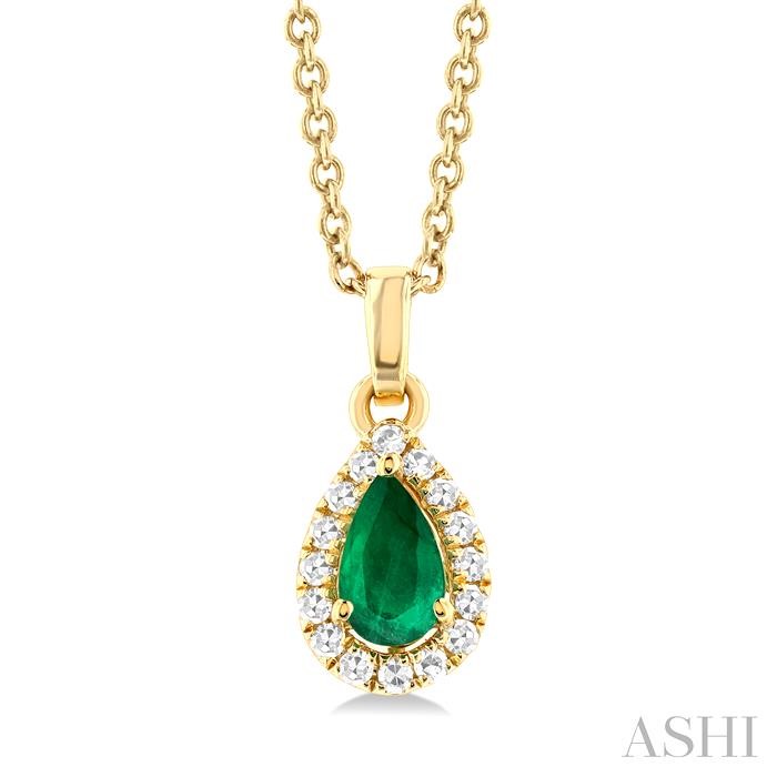 PEAR SHAPE GEMSTONE & DIAMOND PENDANT
