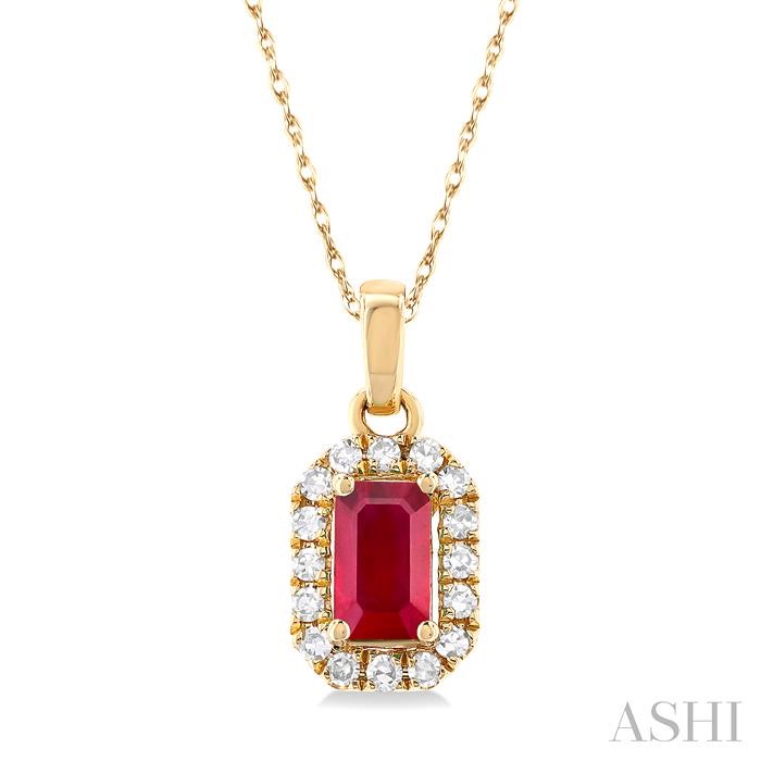 GEMSTONE & HALO DIAMOND PENDANT