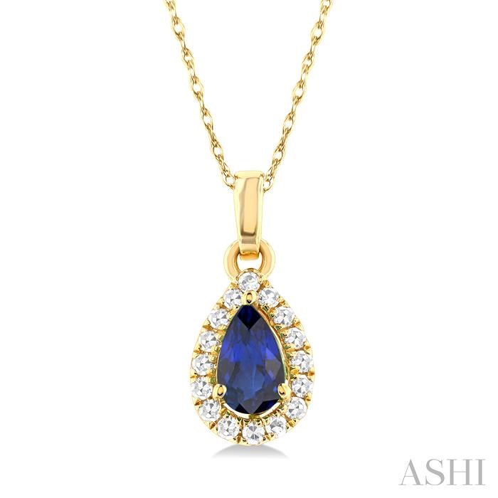 PEAR SHAPE GEMSTONE & HALO DIAMOND PENDANT