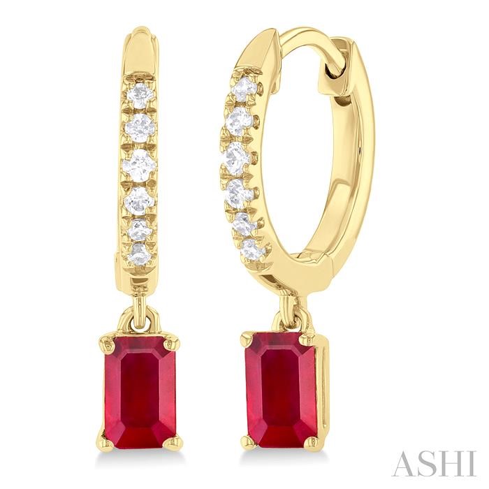 GEMSTONE & PETITE DIAMOND HUGGIE FASHION EARRINGS