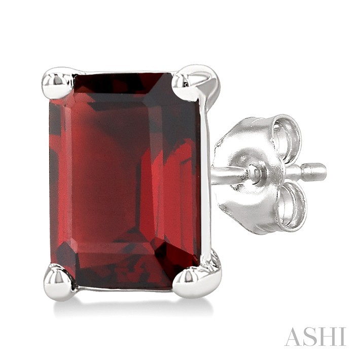 Emerald Shape Gemstone Stud Earrings