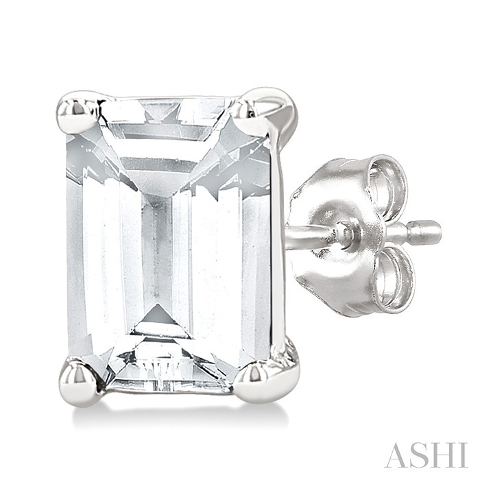 Emerald Shape Gemstone Stud Earrings