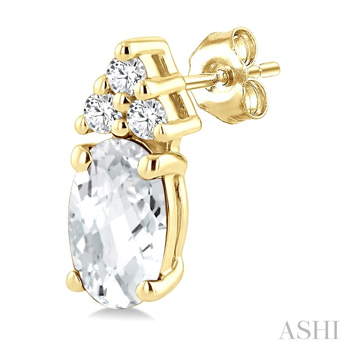 Oval Shape Gemstone & Diamond Earrings