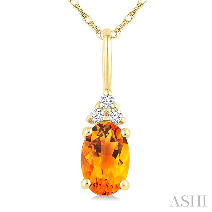 Oval Shape Gemstone & Diamond Pendant