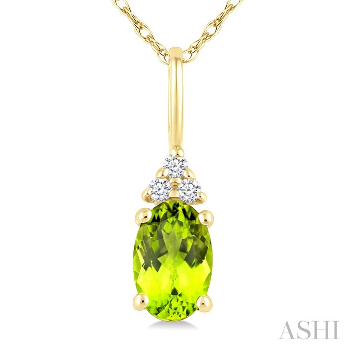 Oval Shape Gemstone & Diamond Pendant