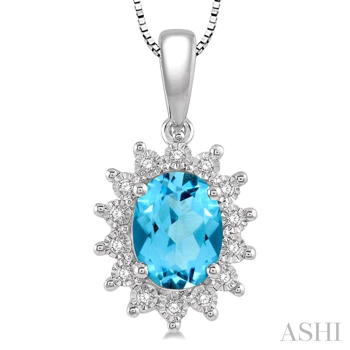 Oval Shape Gemstone & Halo Diamond Pendant-3