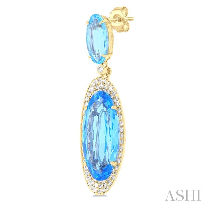 Oval Shape Gemstone & Halo Diamond Earrings-3