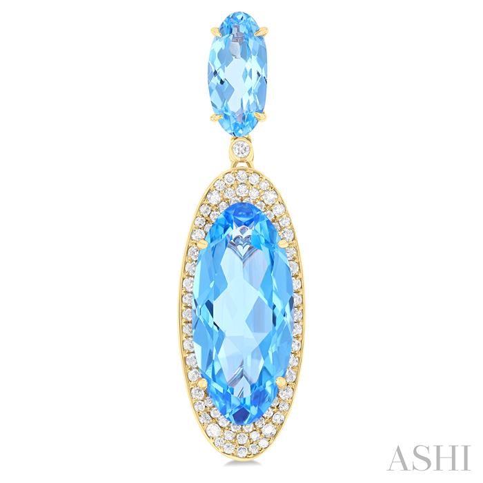 Oval Shape Gemstone & Halo Diamond Earrings-2