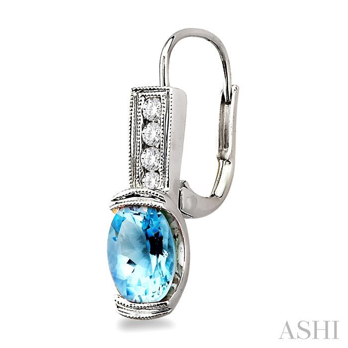 Oval Shape Gemstone & Diamond Earrings-3