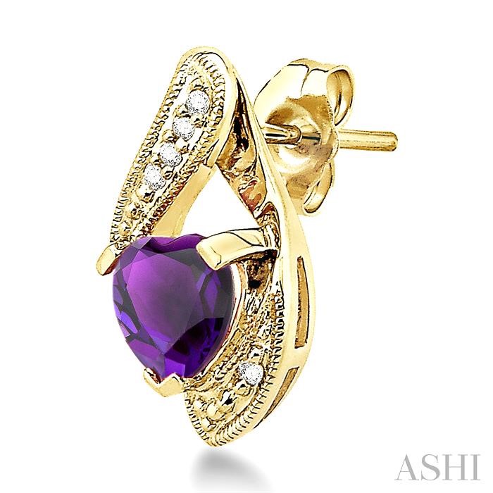 Heart Shape Gemstone & Diamond Earrings-3