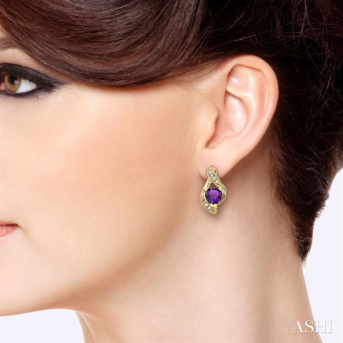 Heart Shape Gemstone & Diamond Earrings-4