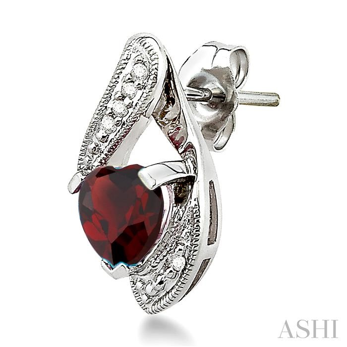 Heart Shape Gemstone & Diamond Earrings-3