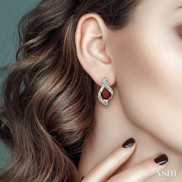 Heart Shape Gemstone & Diamond Earrings-4