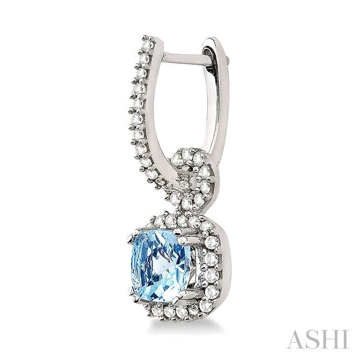Cushion Shape Gemstone & Halo Diamond Earrings-3