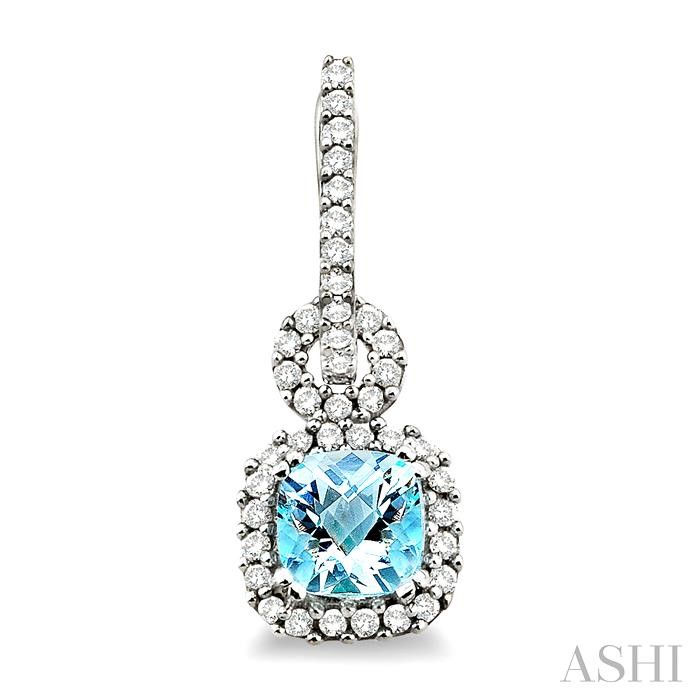 Cushion Shape Gemstone & Halo Diamond Earrings-2