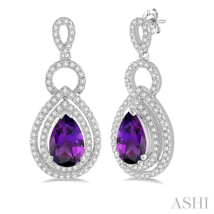 PEAR SHAPE GEMSTONE & DIAMOND EARRINGS
