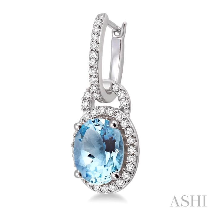 Oval Shape Gemstone & Halo Diamond Earrings-3