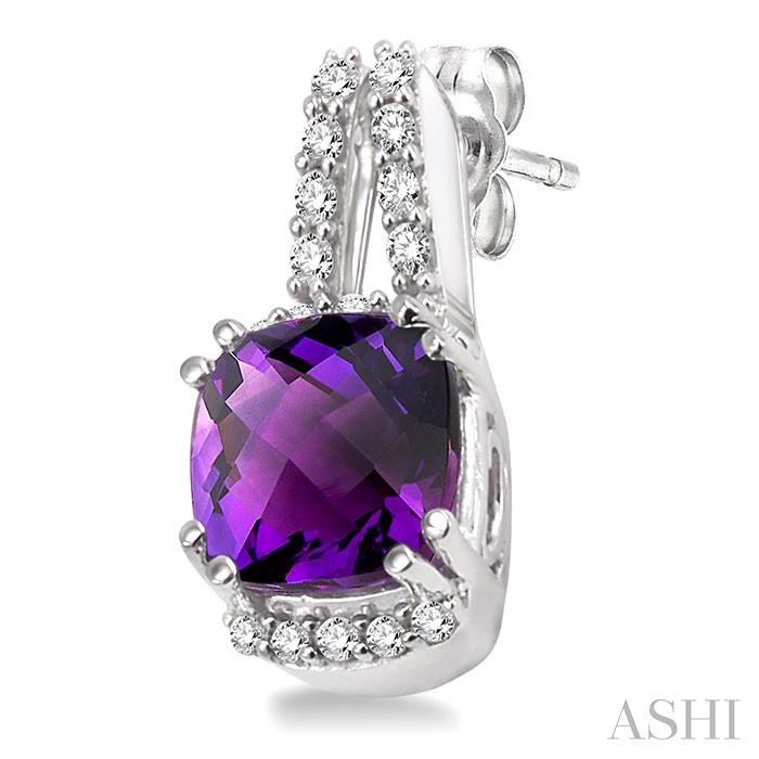 Cushion Shape Gemstone & Diamond Earrings-3