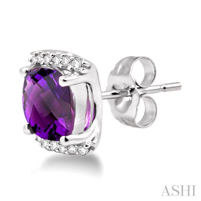 Cushion Shape Gemstone & Diamond Earrings-3
