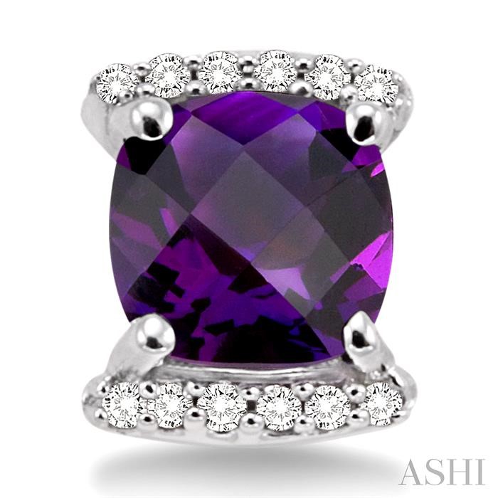 Cushion Shape Gemstone & Diamond Earrings-2