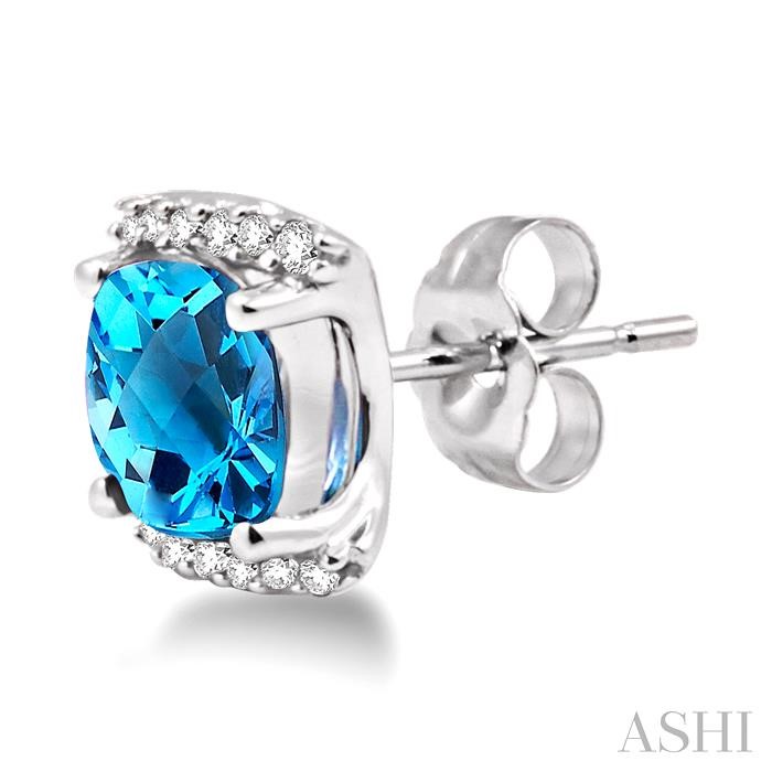Cushion Shape Gemstone & Diamond Earrings-3