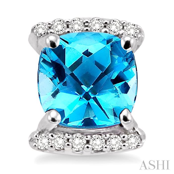 Cushion Shape Gemstone & Diamond Earrings-2