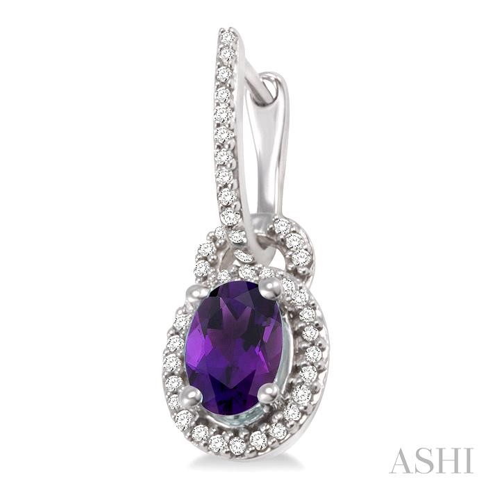 Oval Shape Gemstone & Halo Diamond Earrings-3