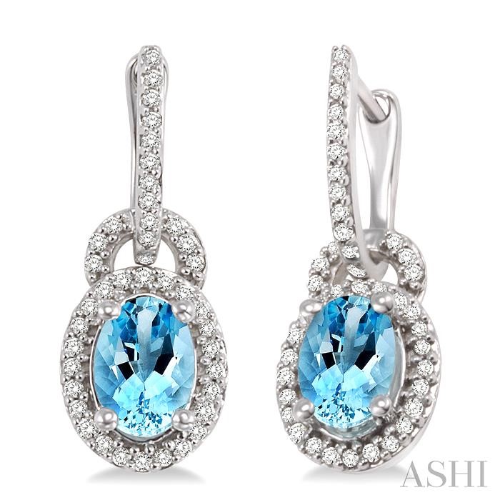 OVAL SHAPE GEMSTONE & HALO DIAMOND EARRINGS