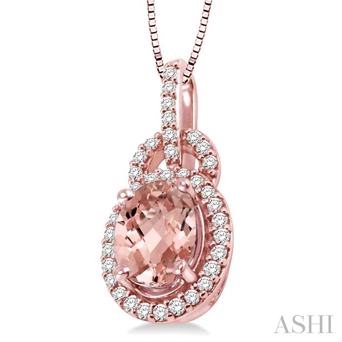 Oval Shape Gemstone & Halo Diamond Pendant-2