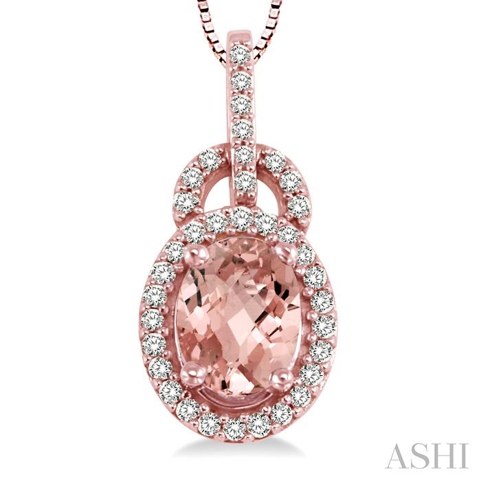 Oval Shape Gemstone & Halo Diamond Pendant-3
