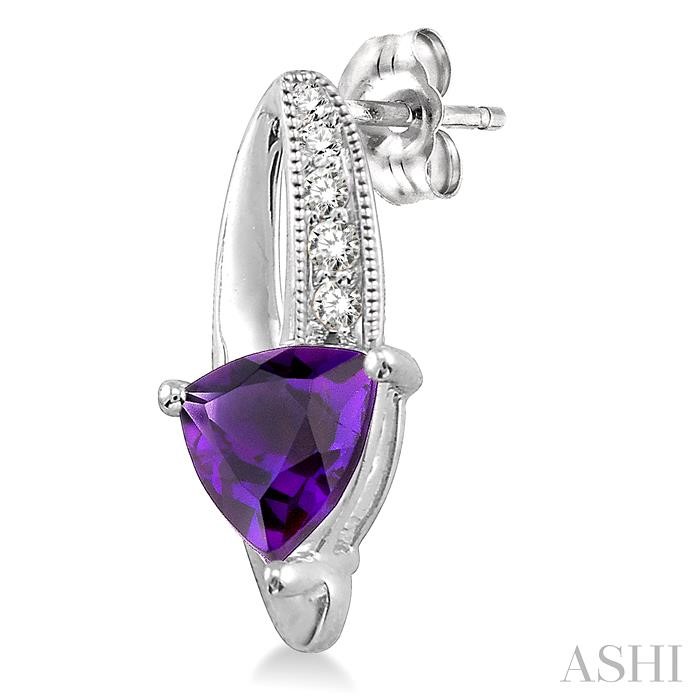 Trillion Shape Gemstone & Diamond Earrings-3