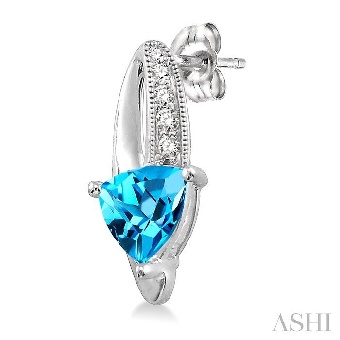 Trillion Shape Gemstone & Diamond Earrings-3
