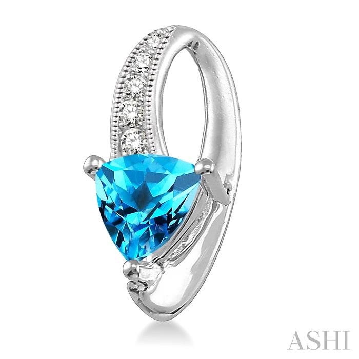 Trillion Shape Gemstone & Diamond Earrings-2