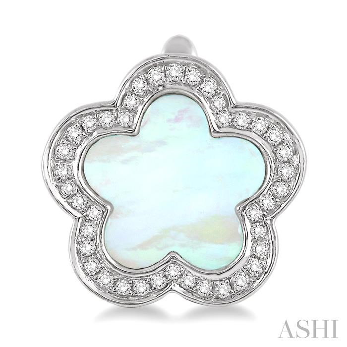 Flower Mother Of Pearl & Halo Diamond Earrings-2