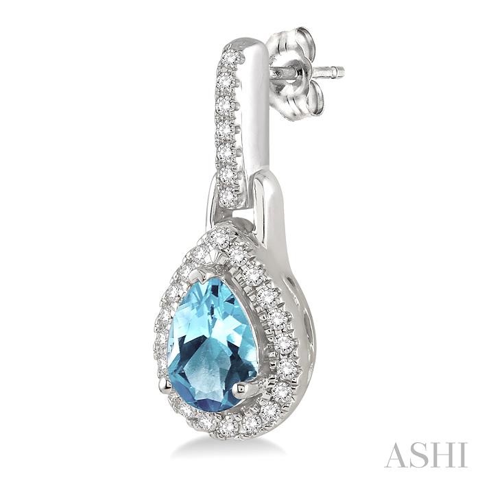 Pear Shape Gemstone & Halo Diamond Earrings-3