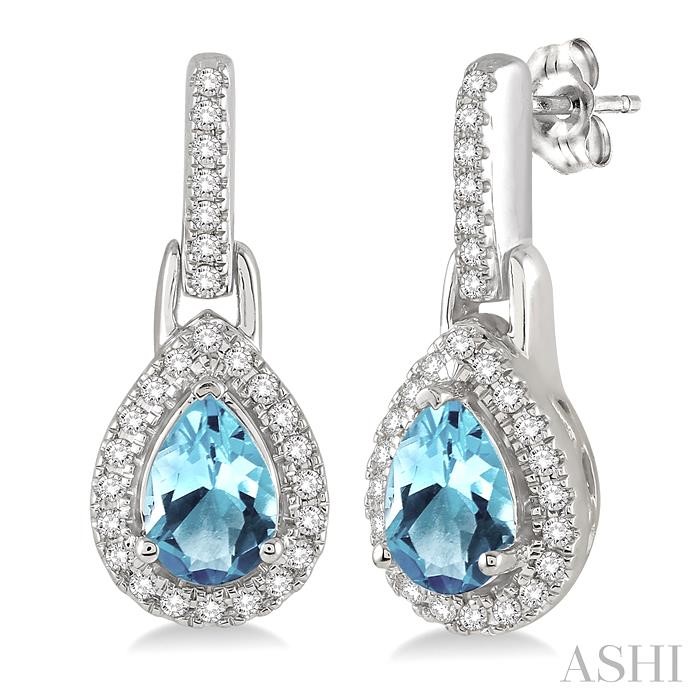 Pear Shape Gemstone & Halo Diamond Earrings