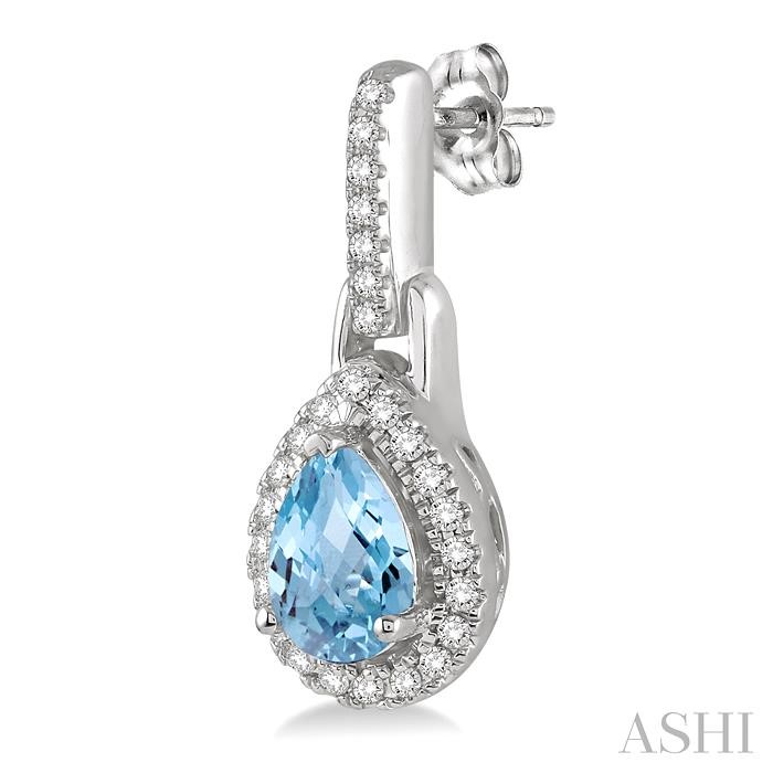 Pear Shape Gemstone & Halo Diamond Earrings-3