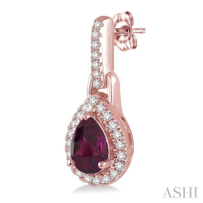 Pear Shape Gemstone & Halo Diamond Earrings-3