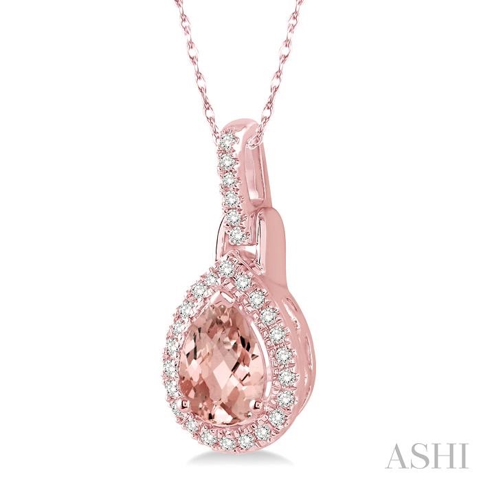 Pear Shape Gemstone & Halo Diamond Pendant-2