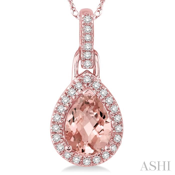 Pear Shape Gemstone & Halo Diamond Pendant-3