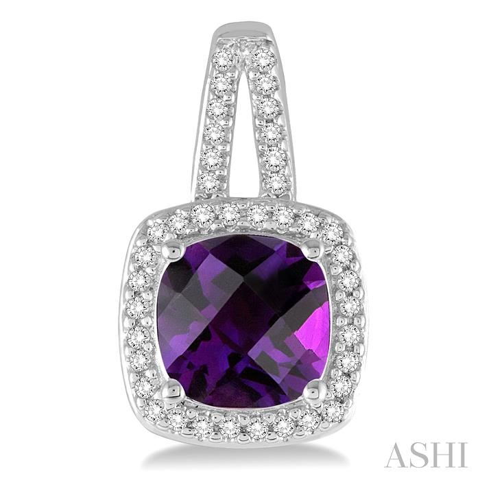Cushion Shape Gemstone & Halo Diamond Earrings-2