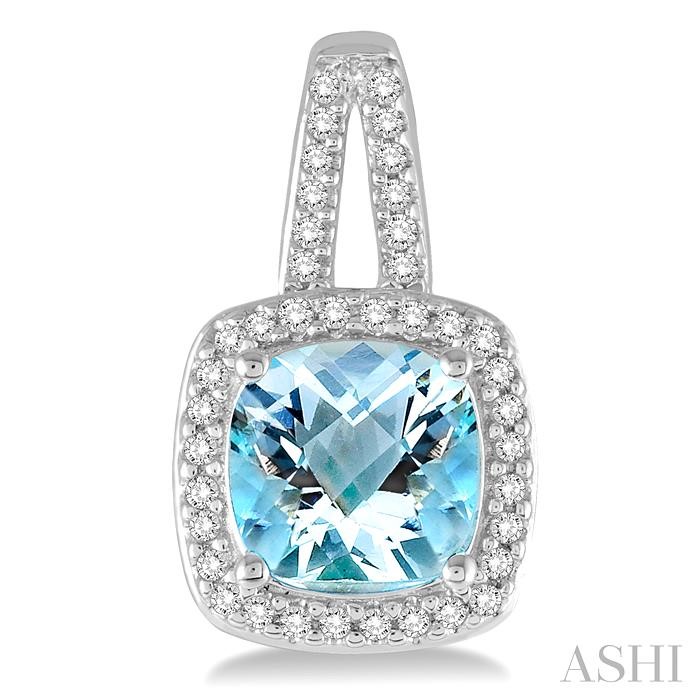 Cushion Shape Gemstone & Halo Diamond Earrings-2