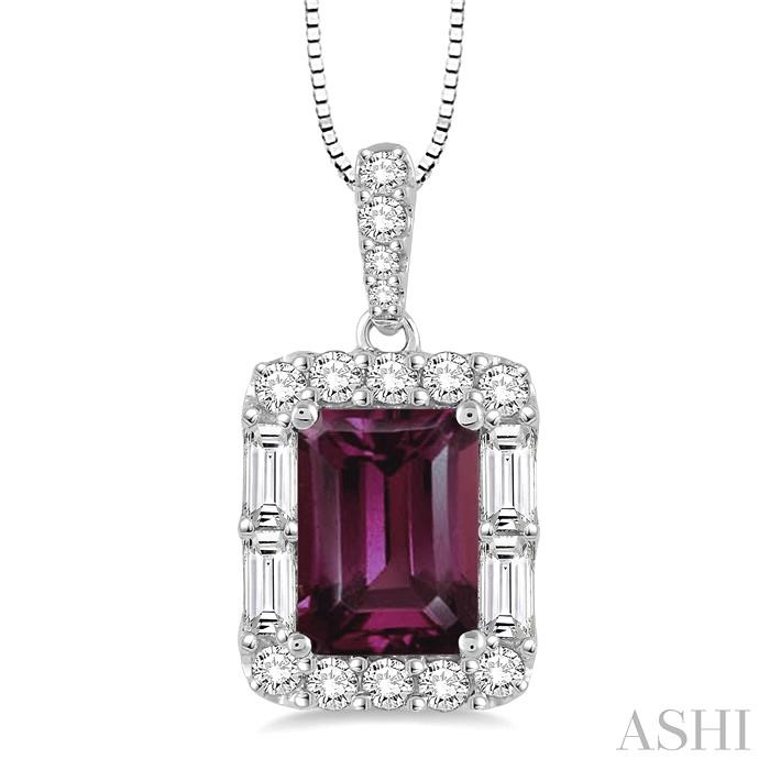 EMERALD SHAPE GEMSTONE & HALO DIAMOND PENDANT