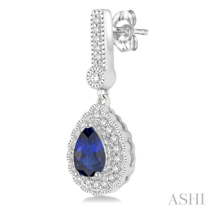 Pear Shape Gemstone & Halo Diamond Earrings-3
